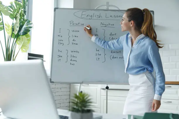 a teacher teaching have vs has