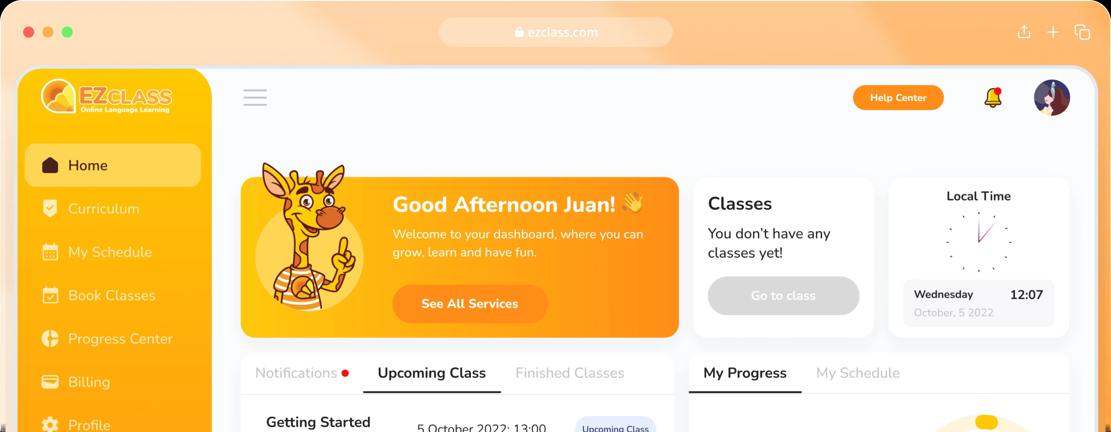 EZclass Dashboard preview